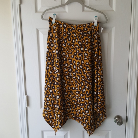 Who What Wear Dresses & Skirts - Mustard yellow leopard print assymetric skirt